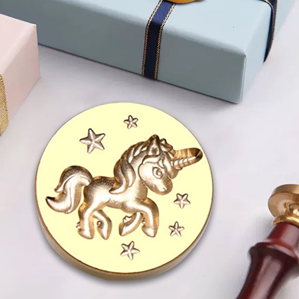 Cabeza de sello de forma redonda Cabeza de cobre en relieve 3D para tarjeta de boda (Caballo arcoíris)