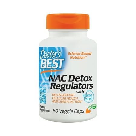 Doctor's Best NAC Detox Regulators with Seleno Excell, Non-GMO, Vegetarian, Gluten Free, Soy Free, 60 Veggie (Best Detox Water For Acne)