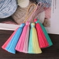thumbnail image 6 of U8MO New 9cm Handmade Two-tone Cotton Thread Tassel Clothing Bag Pendant DIY-11# Lake blue + orange, 6 of 7