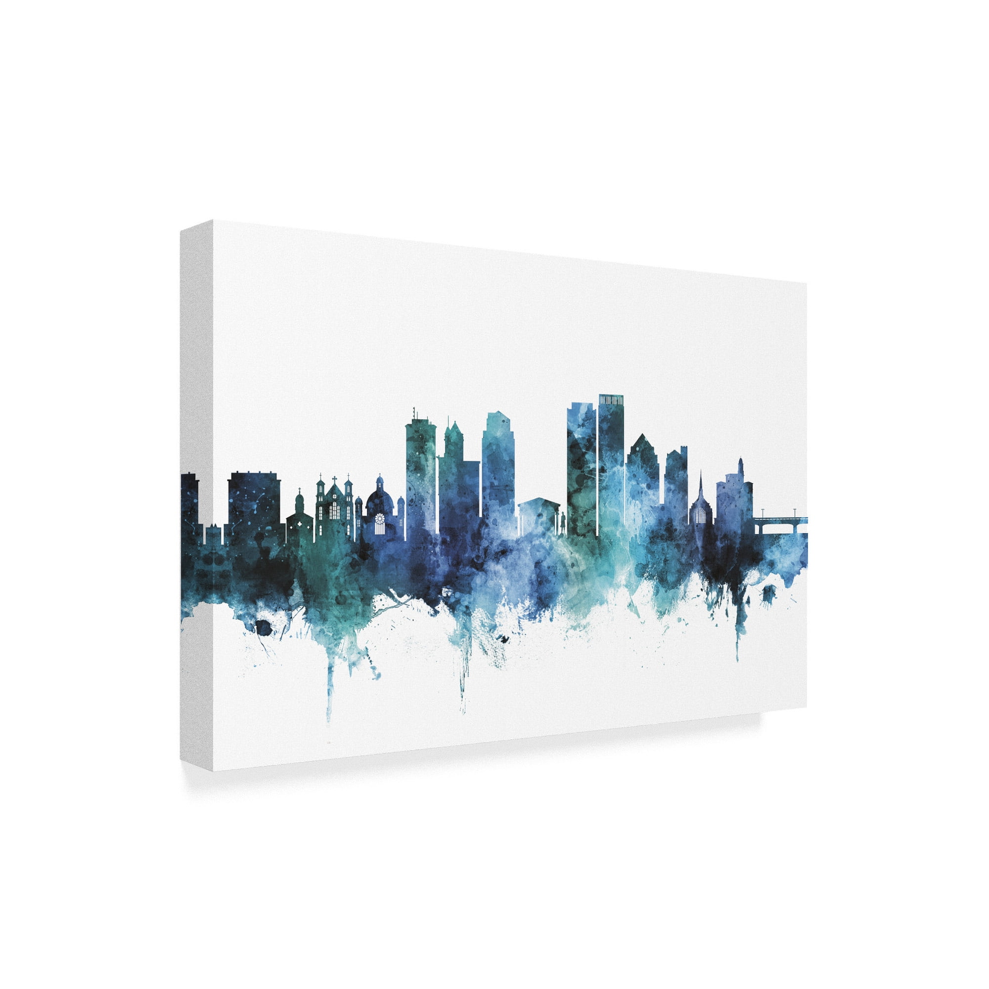 Trademark Fine Art 'Dayton Ohio Skyline Blue' Canvas Art by Michael Tompsett
