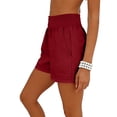 thumbnail image 5 of Casual Cotton Linen Shorts for Women Drawstring Elastic Waist Plus Size Summer Comfy Lounge Shorts with Pockets, 5 of 8