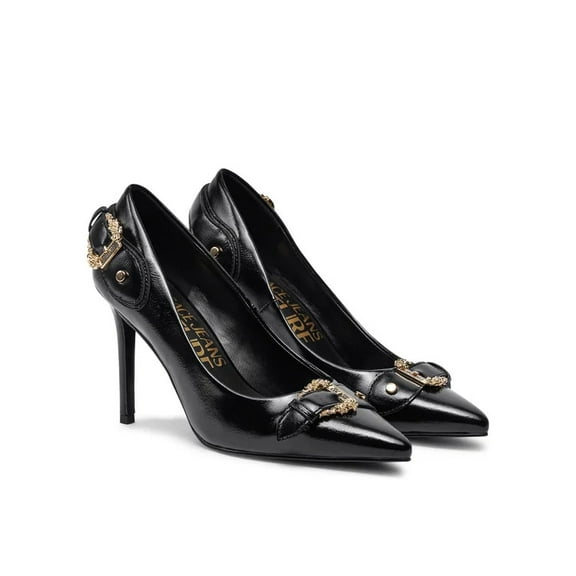Versace Jeans Couture Womens Black Leather Baroque Buckle Stiletto Pumps 
-EU36 for Womens