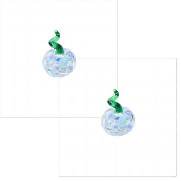 Glass Pumpkin Figurines 6PCS Set, Blown Glass Art Pumpkins for Halloween Thanksgiving Decor, Mini Pumpkin Table Decorations