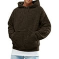 thumbnail image 1 of FOCUSNORM Men Winter Hoodie Polar Fleece Solid Color Hooded Sweatshirt, 1 of 9