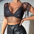 thumbnail image 2 of Mesh Sequin Tops for Women Sparkly Long Sleeve Sheer Crop Top See Through Shirt Glitter Going Out Tops Mesh Layer Slim Fit Shirts Club Party Outfits Stylish Trendy Wear for Cocktail, 2 of 9
