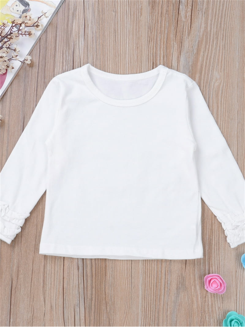 Inevnen Toddler Baby Girl Basic Plain Ruffle Cuff Long Sleeve T