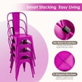 thumbnail image 4 of Industrial Metal Chairs Set of 2, Dining Side Chairs with Back for Kitchen, Cafe, Restaurant, Vintage Stackable Indoor Outdoor Use with High Backrest and Wood Seat, 4 of 13