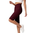 thumbnail image 6 of AHTJRT Yoga Capris for Women Crossover Front High Waisted Stretchable Sport Activewear Cropped Lounge Pants Comfy Straight Wide Leg Shorts with Pockets Wine L, 6 of 8