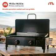 Megamaster 2-Burner Portable Gas Griddle with Built-In Lid, 18,000 BTUs, 282 SQ In Cooking Space, Small Tabletop Propane Griddle for Outdoor Cooking, Camping, BBQs, and Parties - 820-0054D