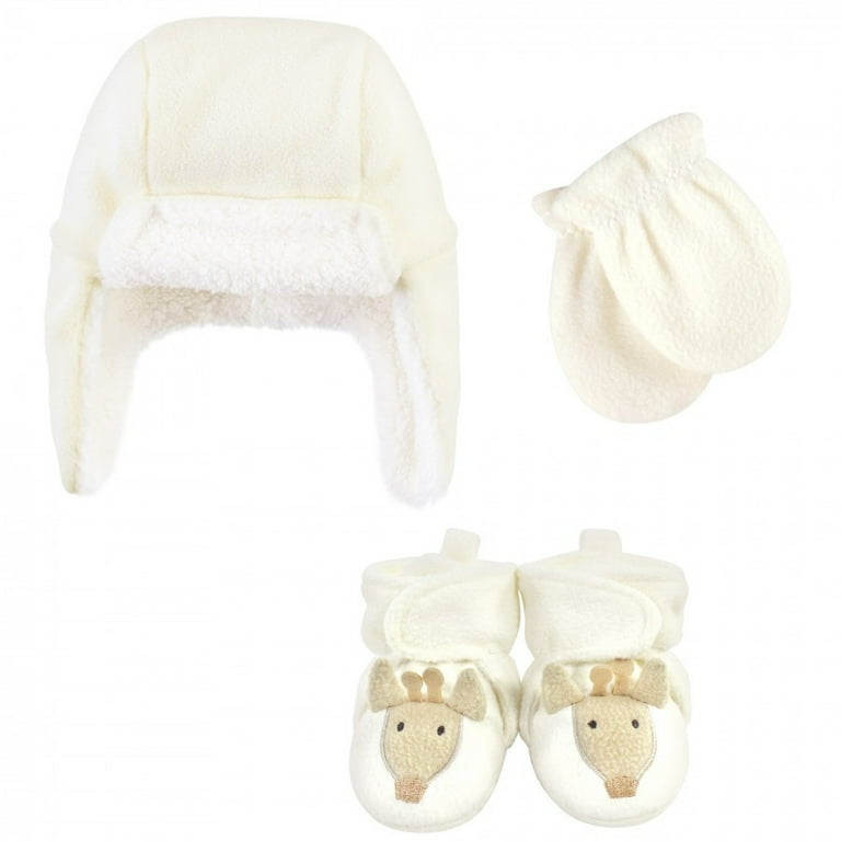 Hudson Baby 6Pc Trapper Hat Mitten and Bootie Set Blue Elephant Giraffe 0 6 Months Walmart