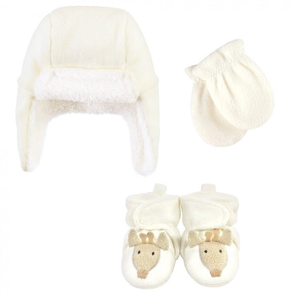 Hudson Baby Unisex Baby Trapper Hat, Mitten and Bootie Set, Giraffe, 0-6 Months