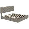thumbnail image 1 of Linen Upholstered Platform Bed Frame with Storage, 4 Drawers, Adjustable Headboard – KING / QUEEN / FULL Sizes, Multiple Color Options Available, 1 of 6