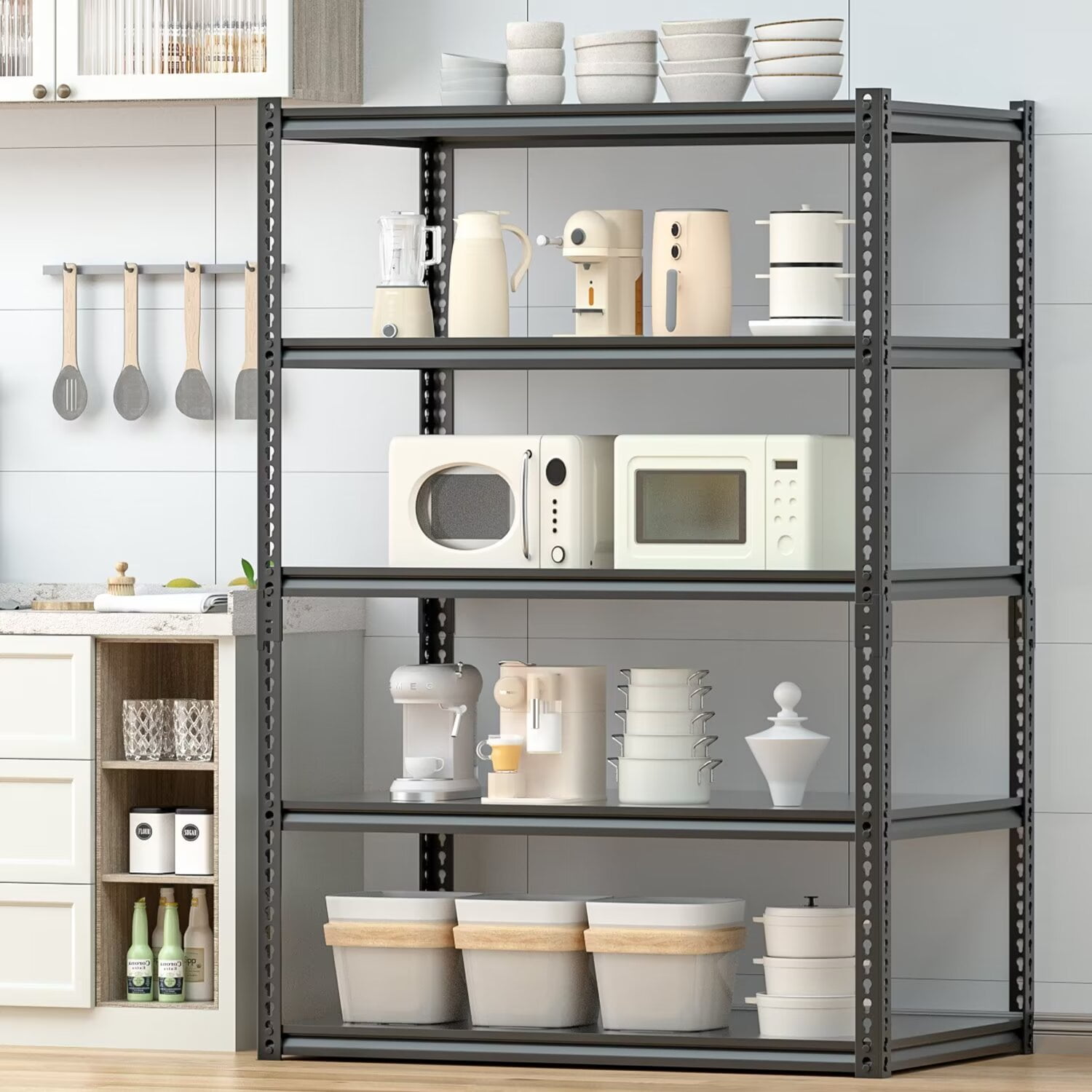 Lilypelle Adjustable Shelving Unit, 72"H Heavy Duty Shelving Utility Rack for Office Kitchen Pantry Closet Garage Basement ，1100 lbs Capacity, 2 Packs