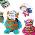 thumbnail image 2 of Worry Monster Soft Plush Toy Blue and Orange Childrens Write Down Your Worries Cuddly Toy Gosh! Designs 9”, 2 of 5