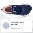thumbnail image 2 of AOV Womens Wide Toe Box Walking Shoes Arch Support Plantar Fasciitis Tennis Sneakers Casual Athletic Running Shoes NavyPink Size 7.5, 2 of 6