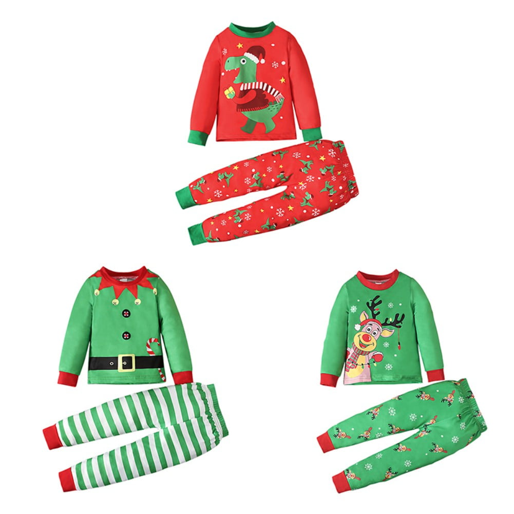 BULLPIANO 17T Boys Girls Cotton Christmas Pajamas Set Kids PJS Toddler