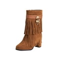 thumbnail image 3 of SKIYLEVZ Knee-High Boots for Women Leather Boots Timeless Boho Chic Casual Style Perfect for Night Out and Parties Block Heel Stretch Figure Flattering Round Toe Side Zip, 3 of 6