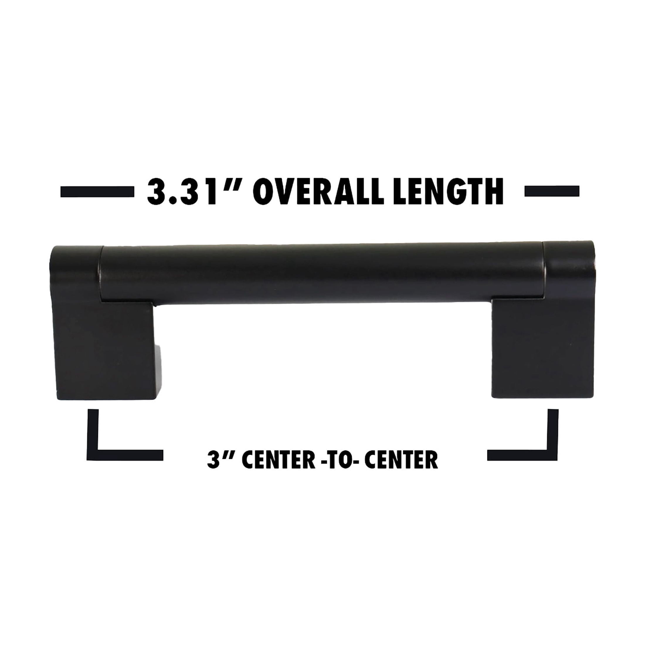 Würth Matte Black Round Handle Rectangular Pull 3", 10 pack