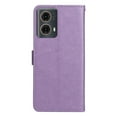 thumbnail image 3 of For Motorola Moto G85 6.67" Cat&Bee Patterned Embossed Strong Magnetic Attachment/Closure, Card Slots/Pocket, PU Leather Flip Wallet Case ﻿,Purple,For Motorola Moto G85, 3 of 8