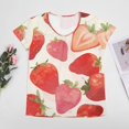 thumbnail image 4 of Strawberry Fruit Watercolor Women's Blouse Short Sleeve Women's Top T-Shirt Spring Summer Clothes, 4 of 7