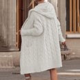 thumbnail image 3 of Fgvctg Long Sweaters Cardigans for Women Trendy Long Sleeve Open Front Cardigans Cable Knit Sweaters Button Down Casual Oversized Hooded Sweater Coat with Pockets White 2XL, 3 of 4