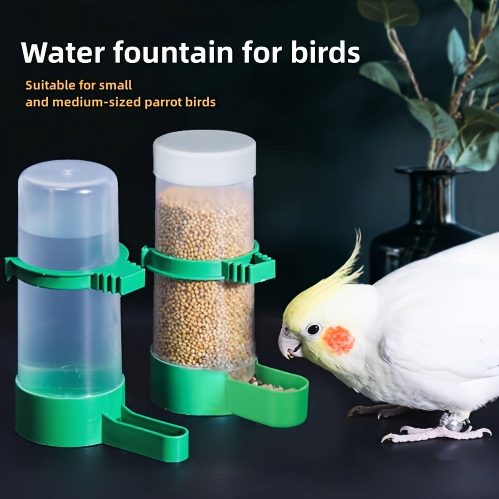 Automatic Pet Feeder with 2 Inch Water Bottle Cage,Small Bird Feeder for Finch,Tray Bird Feeder and Bird Water Feeder,1 Pack