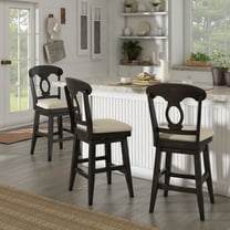 Weston Home Sheena Napoleon Back 24-inch Counter Height Wood Swivel Stool, Antique Black