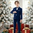 thumbnail image 2 of Bainana Boys Christmas Outfit Set Long Sleeve Solid Color Gentleman Suit 4 Pieces Matching Set Big Kids Comfortable Outdoor Wear, 2 of 9