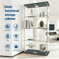 thumbnail image 4 of GloryStar 4-Tier Tempered Glass Curio Bookcase, Display Cabinet with Glass Doors, Human Body Sensor and 3-Color LED Lighting for Collectibles, Toys, Wine, 4 of 7