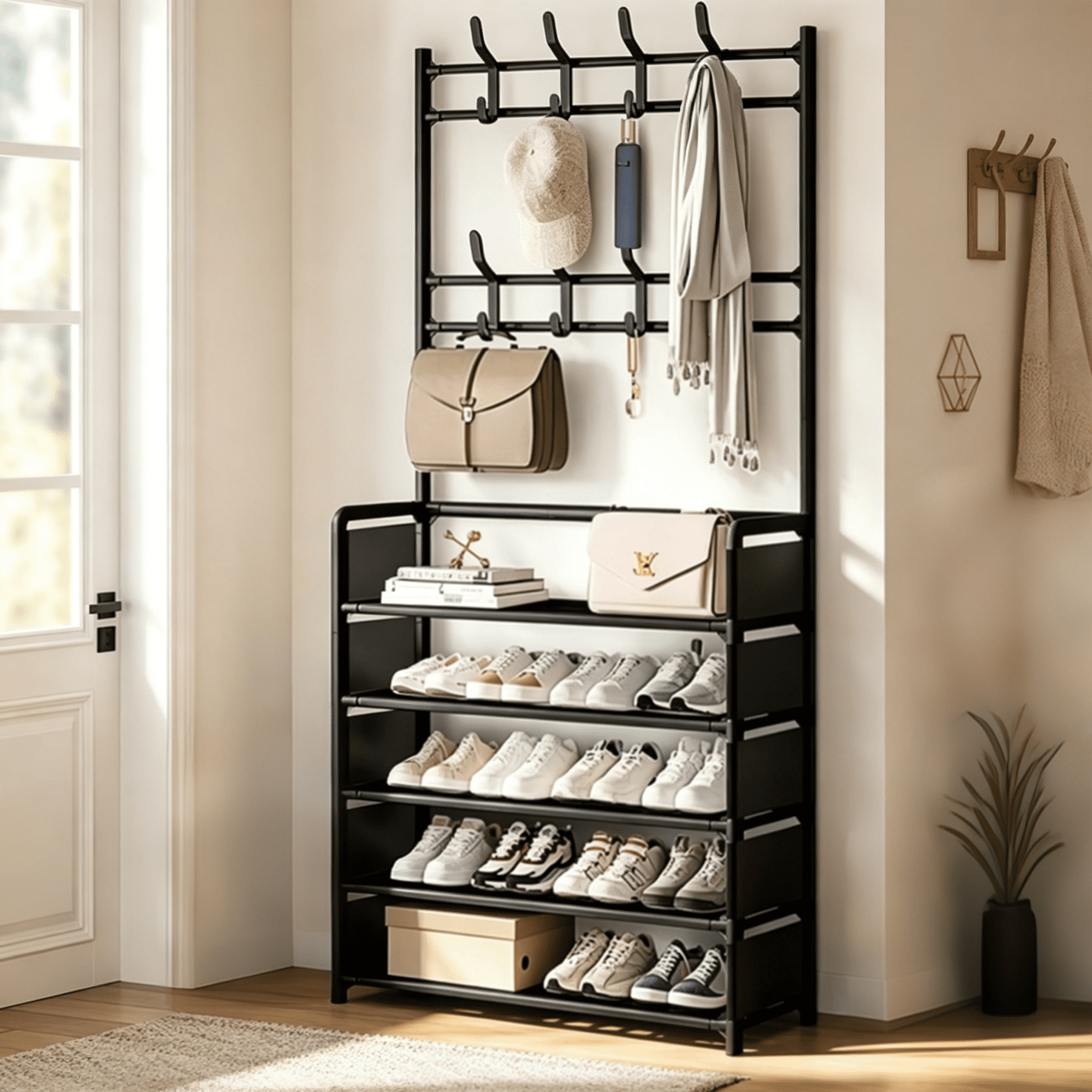Ktaxon 6-Tier Carved Shoe Rack, Space Saving, Storage Organizer