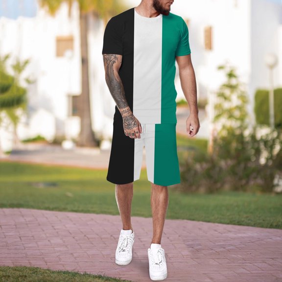 Vedolay Mens Short Set 2023 Casual Sport Set for Mens Two Piece Suit Casual Suit Sweatsuit Sportswear,Yellow XXL