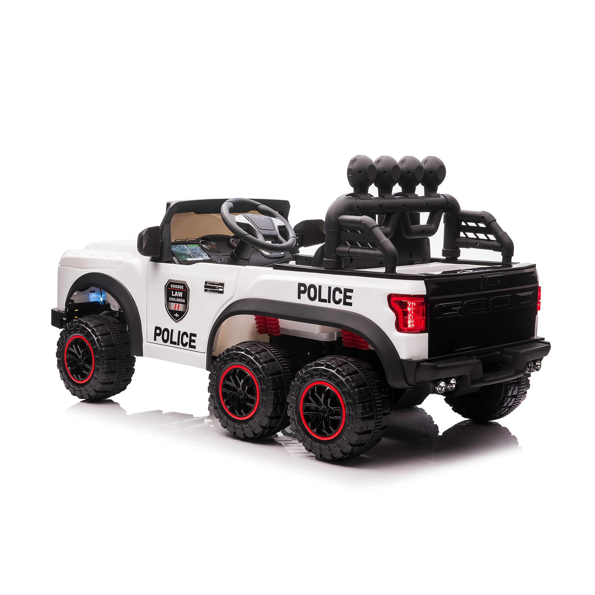 CIPACHO 24V Kids Ride On Police Car Toy with 2.4G Remote Control, Electric Car for Kids Four Wheel Absorber, Music and Light, Trunk, White CIPACHO 24V Kids Ride On Police Car Toy with 2.4G Remote Control, Electric Car for Kids Four Wheel Absorber, Music and Light, Trunk, White