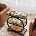 thumbnail image 2 of Tribesigns End Table, Wood Side Table with Black Metal Frames, Narrow End Table with 3 Storage Shelves for Living Room, 2 of 7