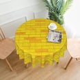 thumbnail image 3 of Brick Road Gold Yellow Waterproof Picnic Patio Party Round Table Cloth Cover Decorations Fabric 60 Inch Circular Tablecloth for 20-47 Inch Home Dining Room Kitchen Decor, 3 of 6