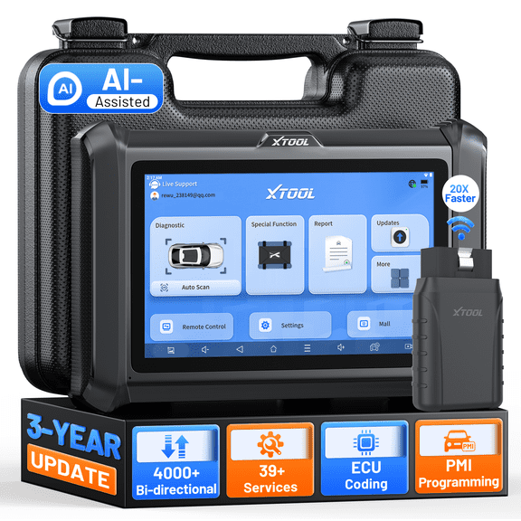 XTOOL D7W Bidirectional Scan Tool 2026 AI-Assisted Bluetooth OBD2 Scanner Diagnostic Tool Key Fob Programmer, ECU Cod-ing, PMI, 39  Resets, Full System Scan, 3-Year Free Updates