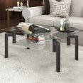 thumbnail image 1 of Glass Coffee Table for Living Room, Clear Rectangle Side Coffee Table with Lower Shelf, Modern Center Table with Metal Legs, 39"x23"x17" Rectangle Center Table Sofa Table, Easy Assembly, LLL4069, 1 of 10