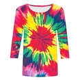 thumbnail image 5 of CYMMPU Blouses for Women Dressy Casual Round Neck Tie Dye Tunic Tops Fall Trendy Shirts 3/4 Sleeve Spring Tops Loose Fit Ombre T-Shirts Multicolor M, 5 of 5