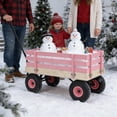 thumbnail image 5 of Pink Wooden Kids Pull Wagon All Terrain Wheels,Outdoor 176 lbs Portable Toy Cart, 5 of 27
