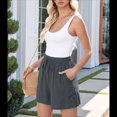 thumbnail image 5 of Women'S Solid Color Lace Trim Drawstring Shorts Grey M, 5 of 7