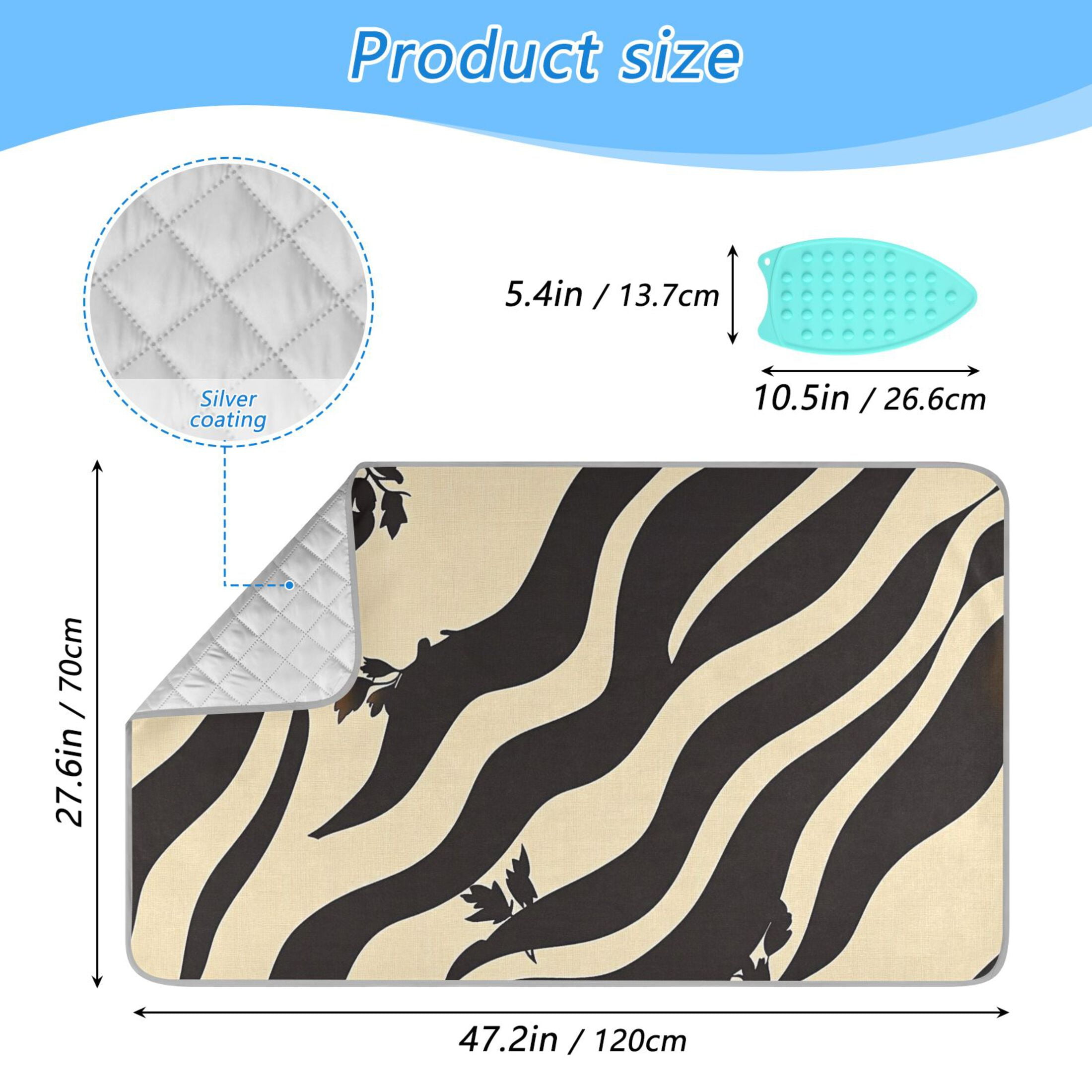 Black and Beige Stripe Ironing Mat Blanket for Table Top Travel Portable Ironing Board Pad 47.2x27.6 Inch