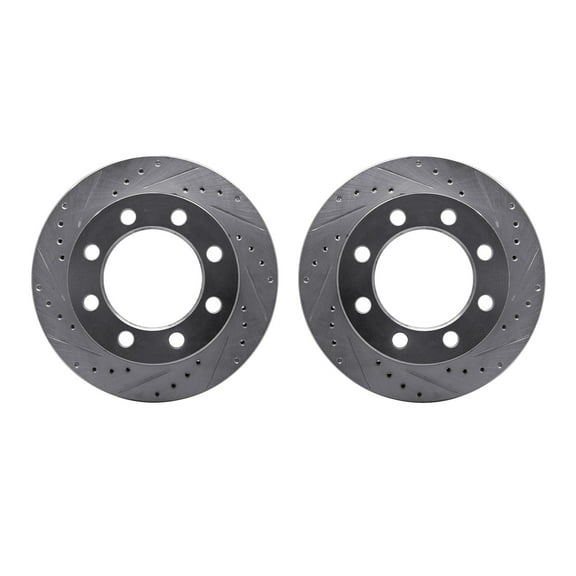 Dynamic Friction Company Front Brake Rotors-Drilled and Slotted-Silver 7002-40027