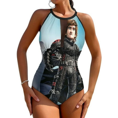 How to Train Your Dragon Hidden World Womens One Piece Swimsuit Summer Beach Holiday Bathing Suit Sexy Back Mesh Design Tummy Control Swimwear Swimming Suit