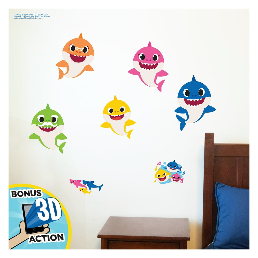 Baby Shark Family Wall Decals Baby Shark Wall Decals with 3D