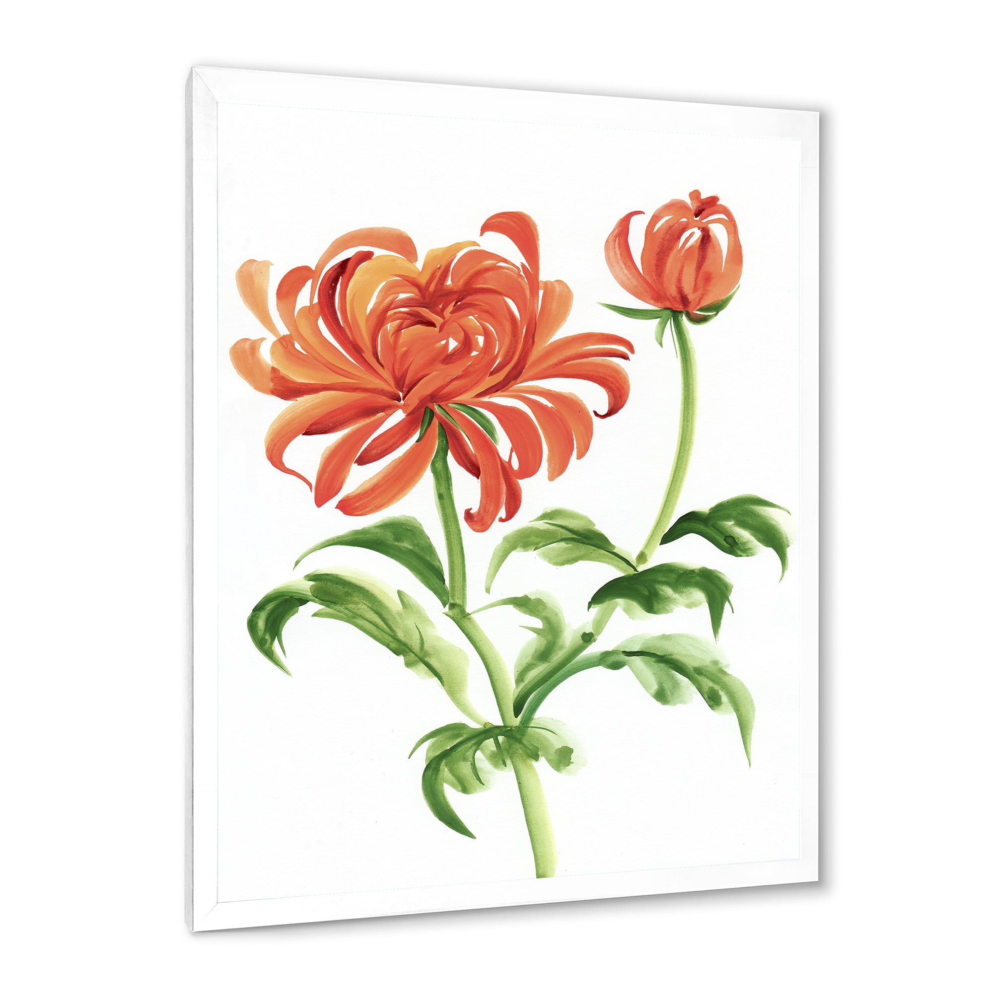 Designart 'Ancient Orange Chrysanthemum Flower' Traditional Framed Art Print