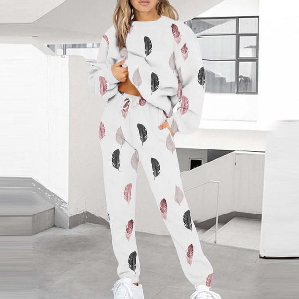 Puntoco Conjunto de sudadera y pantalones de manga larga con estampado informal para mujer Puntoco Puntoco-4530