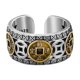 thumbnail image 5 of Anillo abierto con moneda de cobre y cinco Fu de plata tailandesa bañado en plata con cinco monedas del emperador, anillo de dedo índice fu de cien palabras de plata simple para hombres y mujeres, 5 of 5