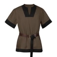 thumbnail image 6 of Tunic Viking, Viking Tunic Short, Sleeve Medieval Shirt, Belt Roman Knight, Viking Tunic Short Sleeve Medieval Shirt With Belt Roman Knight Costume Top for Movie Night, Brown XL, 6 of 6