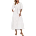 thumbnail image 1 of Vestido midi PRETTYGARDEN 2025 de verano de manga corta con cuello en V para mujer, 1 of 9