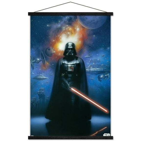 Star Wars: Saga - Vader in Space Wall Poster with Wooden Magnetic Frame, 22.375" x 34"
