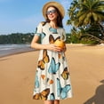 thumbnail image 4 of Vsdgher Papillons pour Femmes Été 2025 Robes Midi Maxi Décontractées Légères Manches Courtes Col Rond Robe de Plage, 4 of 6